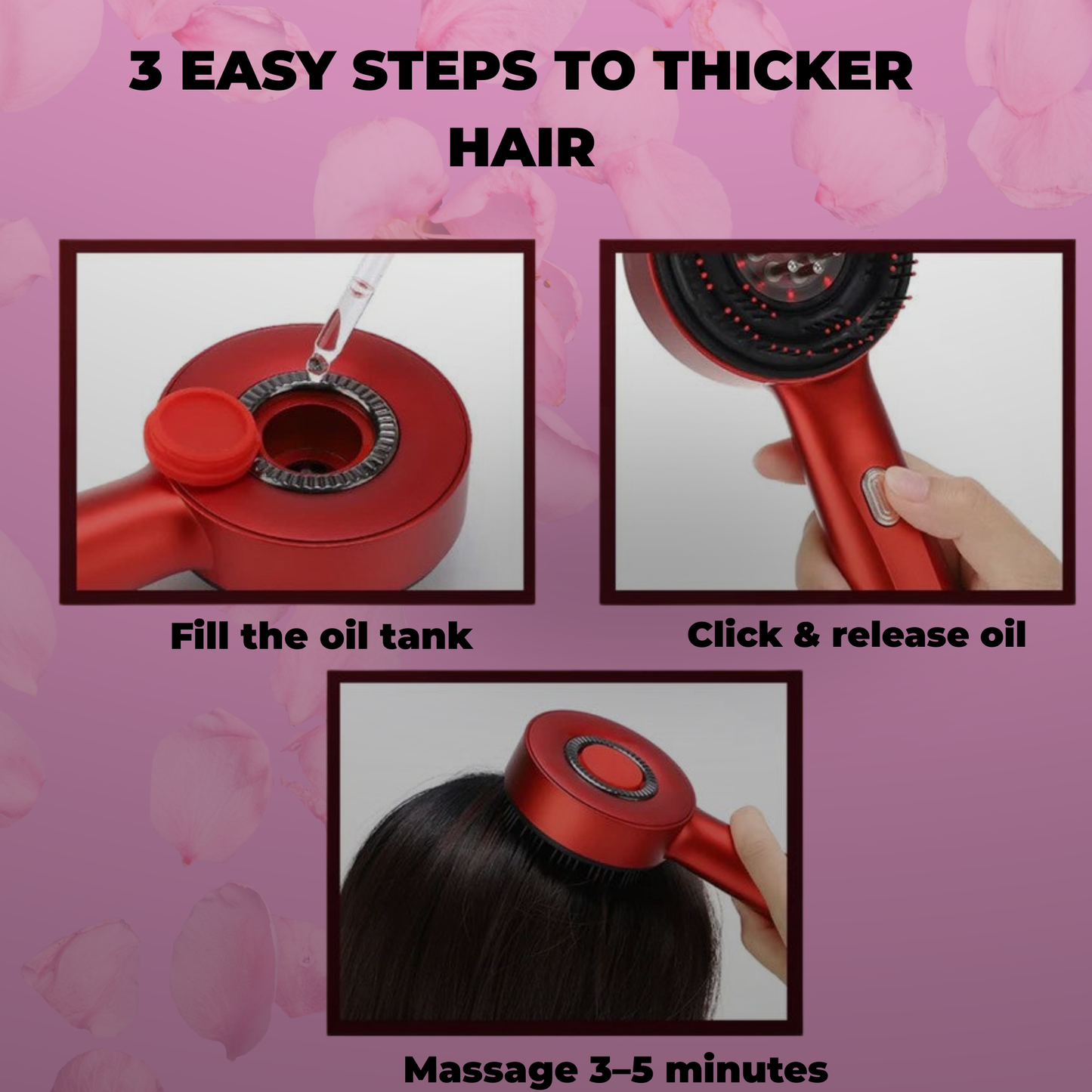 Hair Growth Support Comb – Red Light + scalp Massager