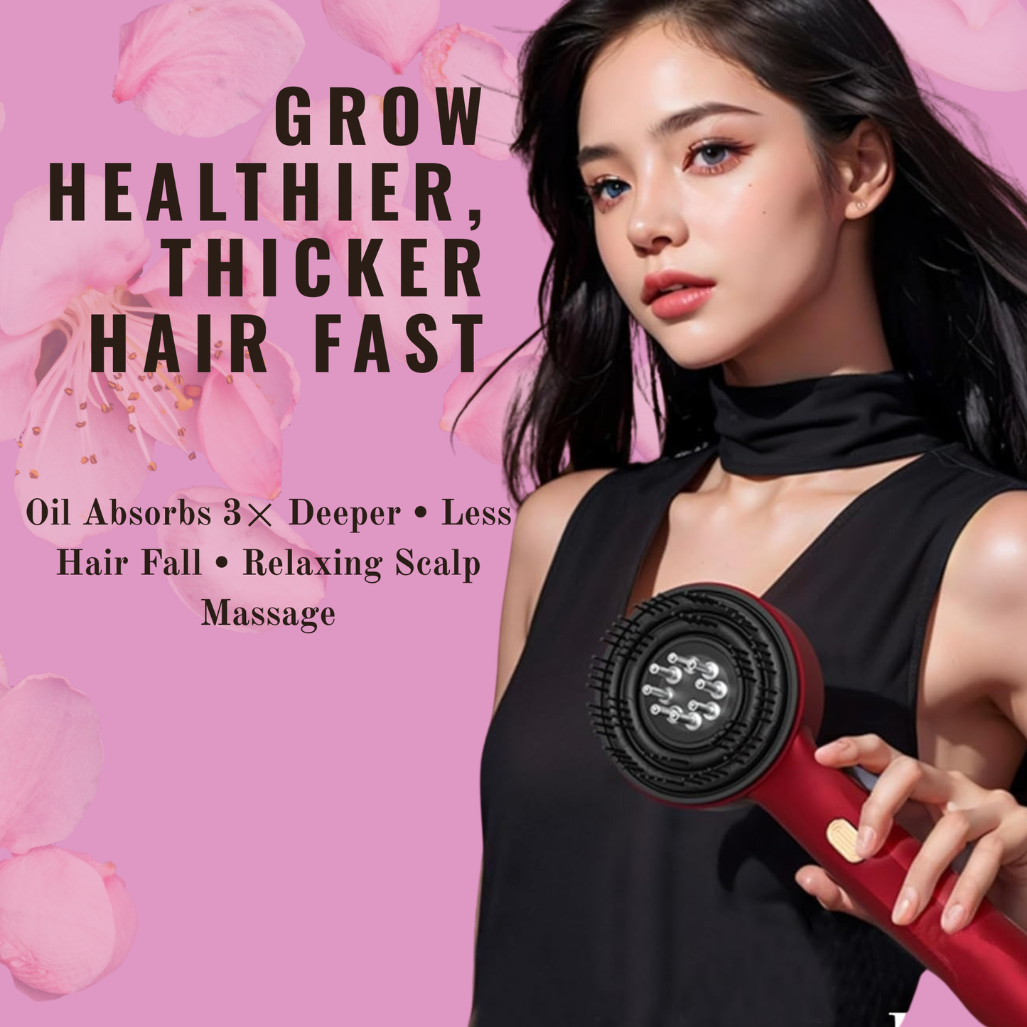 Hair Growth Support Comb – Red Light + scalp Massager