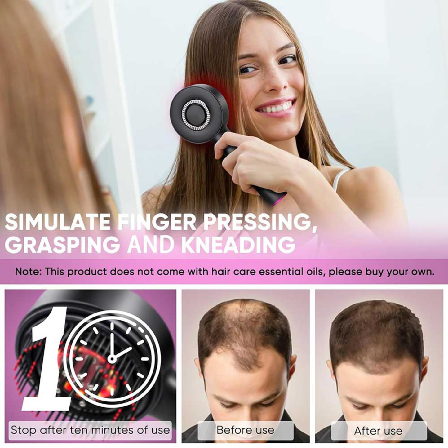 Hair Growth Support Comb – Red Light + scalp Massager