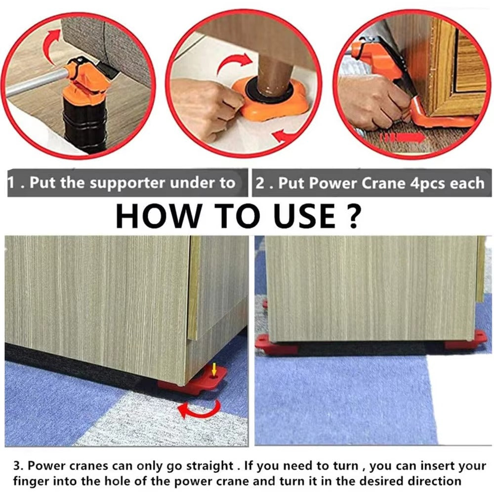 Furniture Mover Tool – Heavy Duty Furniture Lifter with Rollers & Wheels (Load Capacity 300KG)