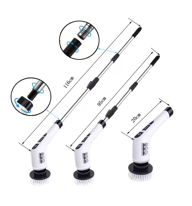 Electric Cleaning Brush – Cordless Rechargeable Scrubber with Brush Heads